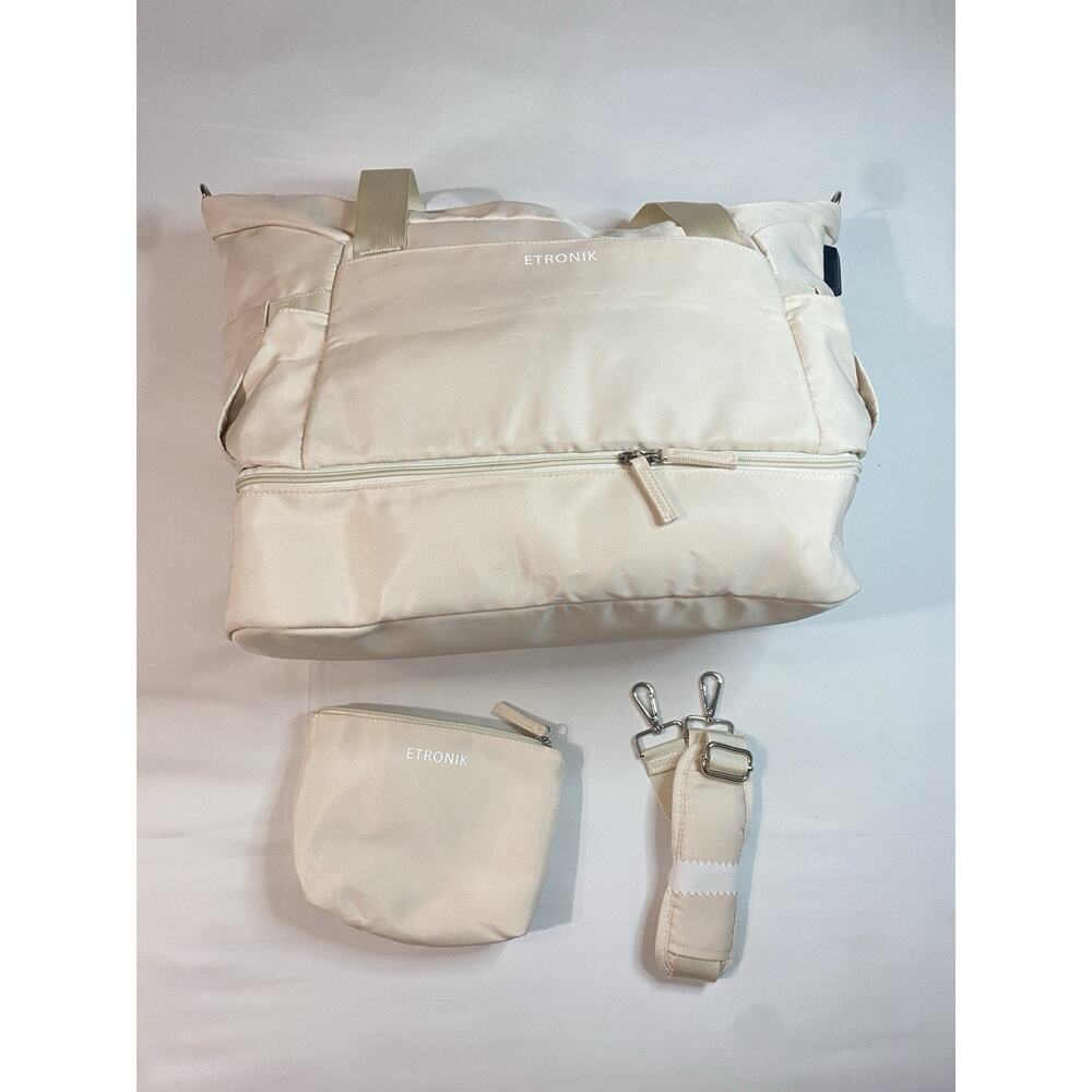 ETRONIK Weekender Bag Womens Travel Duffel Set Cream Shoe Compartment Carry On